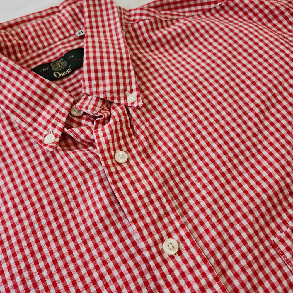 Orvis Vintage Button Down Long Sleeve Gingham Checkered plaid Shirts Men's XL - Picture 8 of 11